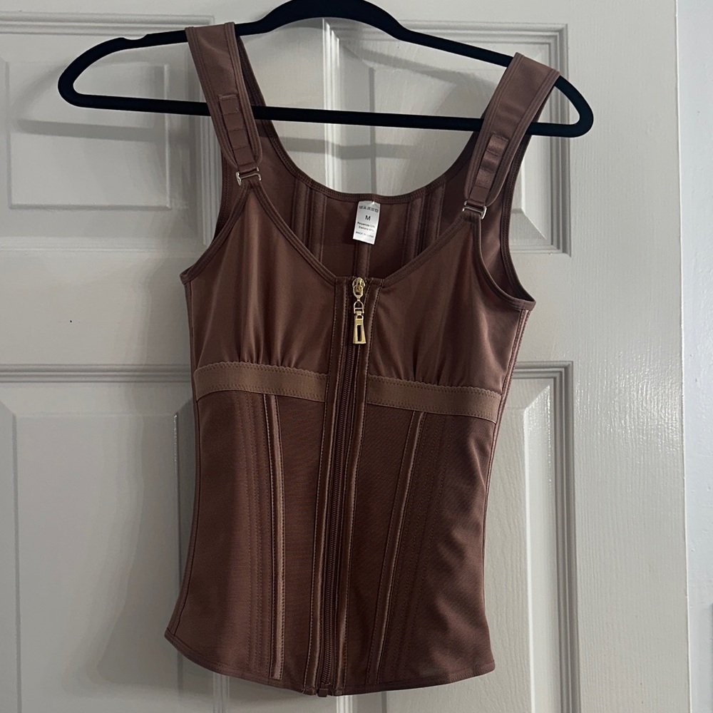 Brown Corset Faja shape wear with built in bra